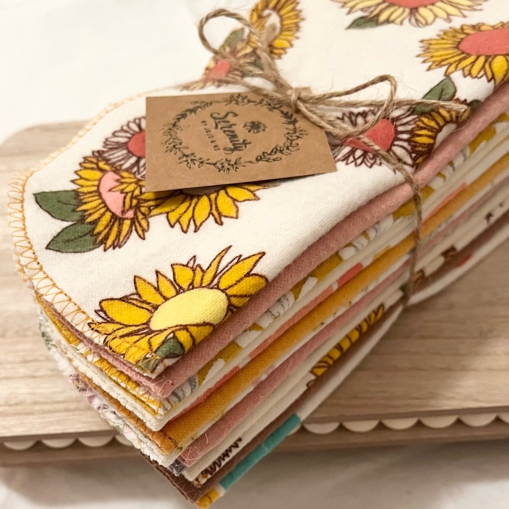 Reusable Cloth Wipes, Towels, Napkins, etc. Set of 12! Boho-Chic Styled!